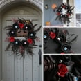 thumbnail image 4 of sruoe Halloween Decorations, Halloween Wreaths for Front Door, Artificial Wreaths, Indoor Outdoor Halloween Decor, Rattan Ring Wreath Decoration, Ghost Festival Bar Horror Halloween Decor, 4 of 6