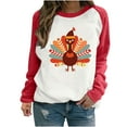 thumbnail image 3 of VKOYWKM Fall Sweatshirts Women Long Sleeve Thanksgiving Turkey Graphic Soft Loose Fit Color Block Raglan Sweatshirts Long Sleeve Crew Neck Pullover Sweatshirt, 3 of 5