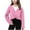 Pink, variant on ShomPort Crop Tops for Girls V-Neck Long Sleeve Fleece Lined Twist Front Cotton Lightweight Wrap Tops Comfy Pullover Sweater
