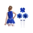 thumbnail image 2 of iiniim Girls Cheer Leader Sequin Sleeveless Cheerleading Pom Poms Uniform Dance Dress A Blue B 12, 2 of 7
