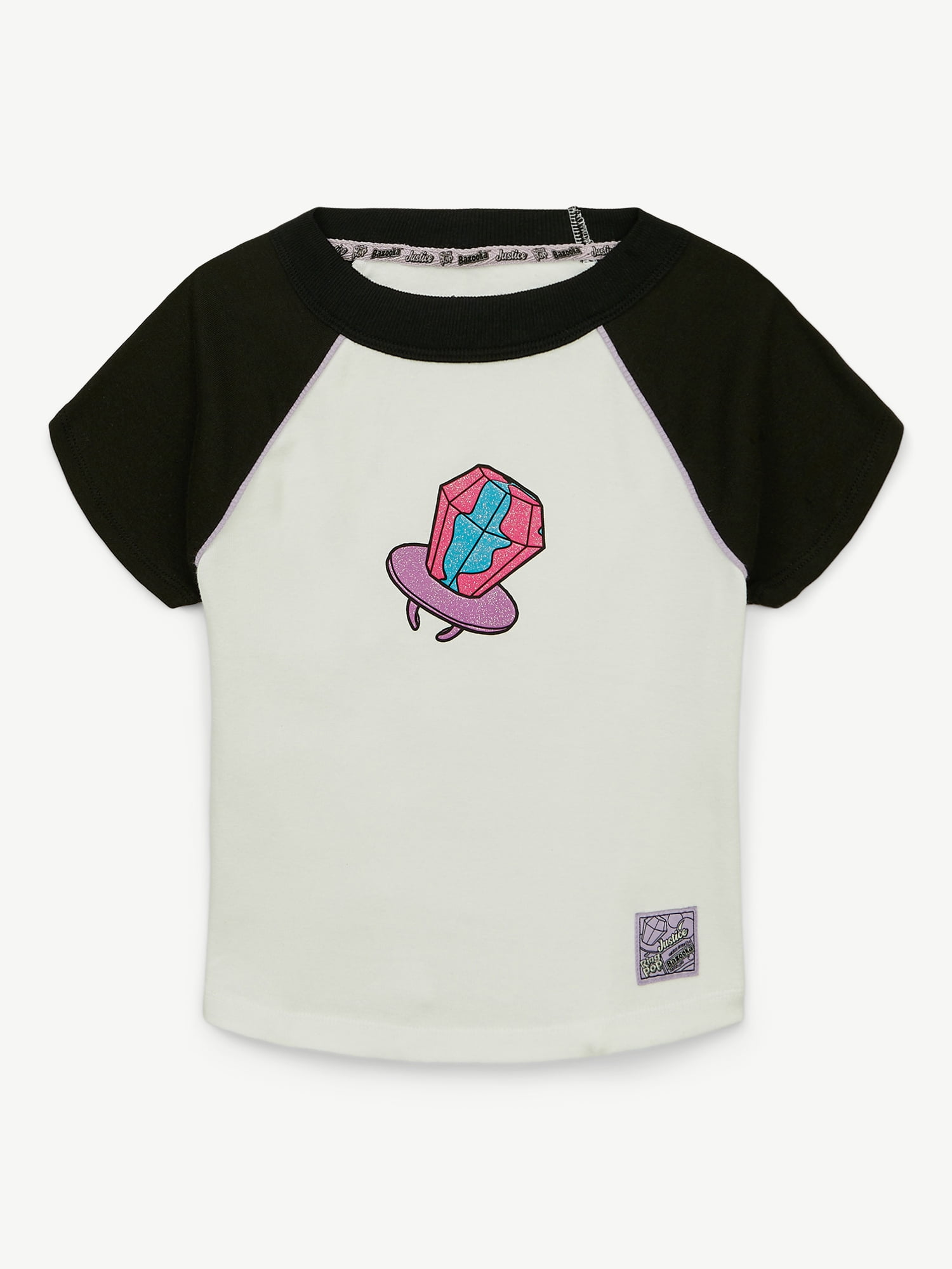 Justice Girls Ring Pop Collab Raglan Baby Tee, Sizes XS-XLP