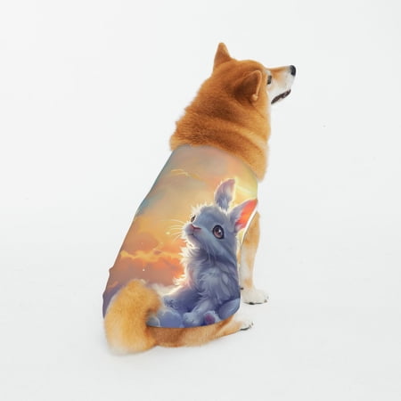 Honeii Sunshine Colorful Cloud Rabbit Pattern 100% Cotton Dog Clothes Dog Costumes Doggie Shirts Puppy Shirt Pet Vest Tank Top Cat Tee-3X-Large