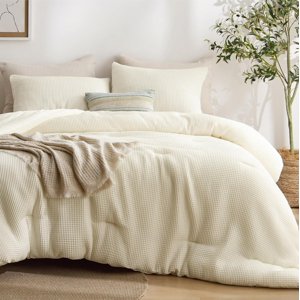 Queen Size 3D Waffle Weave Comforter Set