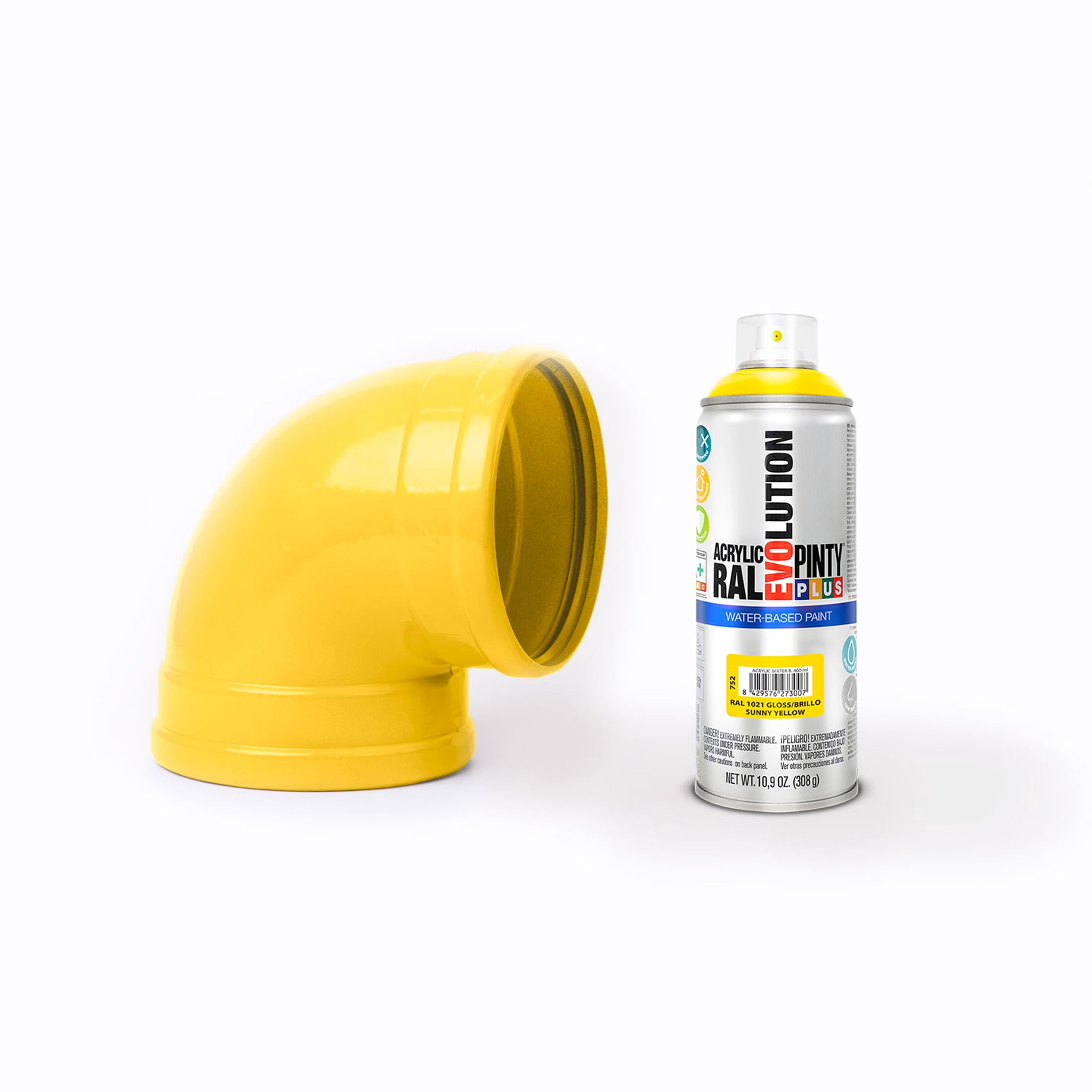 Pintyplus Spray Paint, Gloss Sunny Yellow. GREENGUARD Gold Certified, Waterbase, Low Odor, Low GWP Propellant, 10.9oz