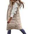 thumbnail image 5 of Tanhomme Women's Fleece Lined Vest,Lightweight Zip Quilted Vest For Women Winter Sleeveless Coat Vest Long Hoodie Warm Down Coat With Pockets Quilted Outdoor, 5 of 8
