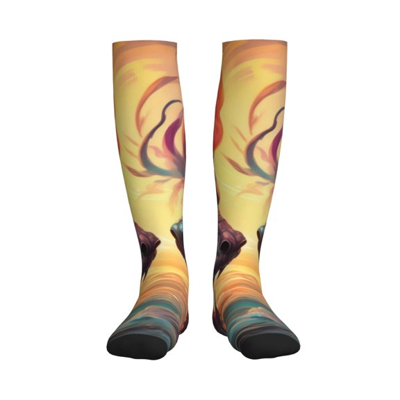 Rateoe Colorful Wave Dragon Head Compression Socks for Women and Men 20-30mmHg-Circulation Support Socks Knee High Nurse Pregnant Running Medical and Travel Athletic