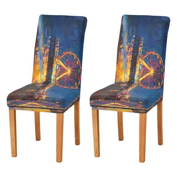BZSMCE Chairs Slipcovers Dining Chair Covers Ferris Wheel Painting Creative Pattern