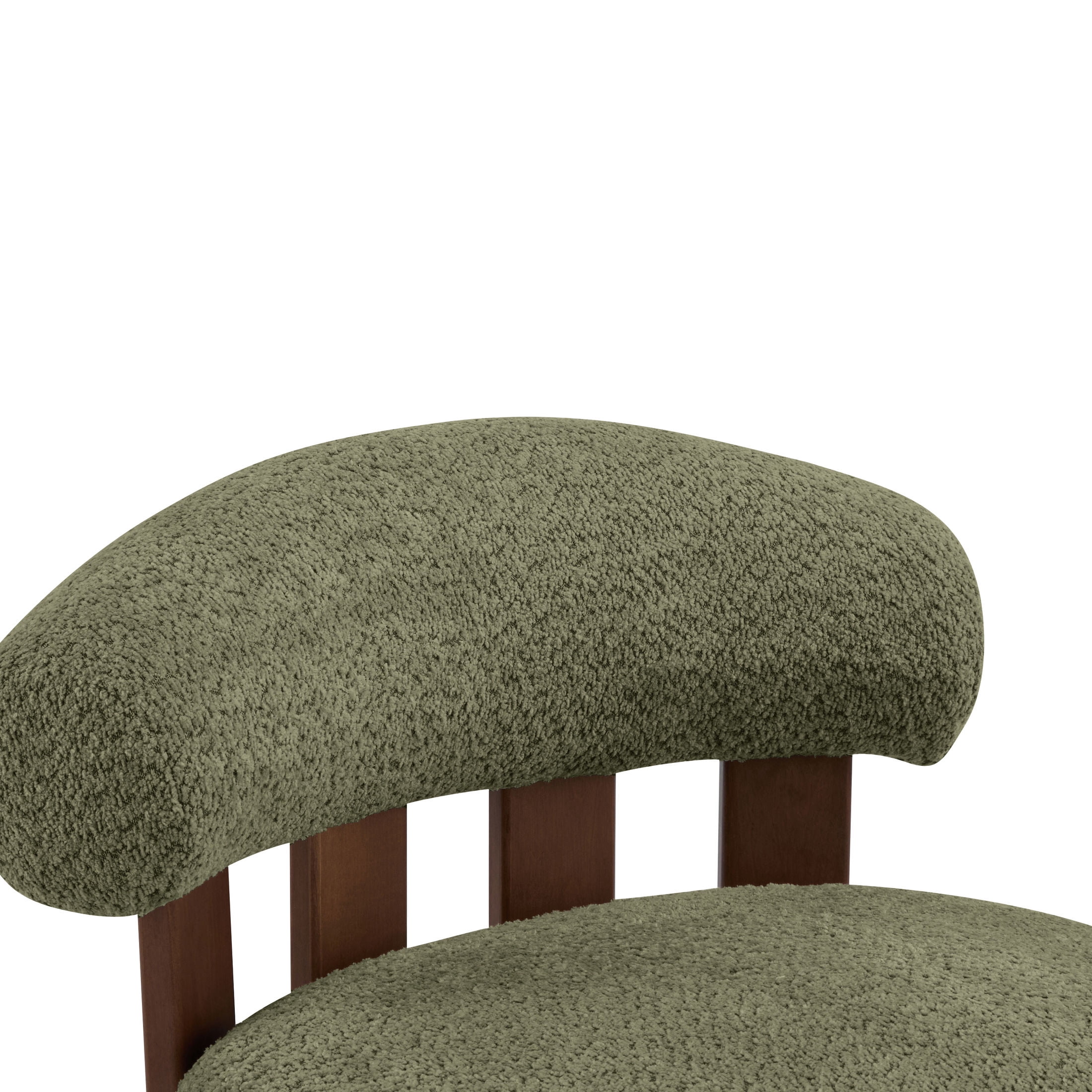 Christopher Knight Home Modern Boucle Slipper Accent Chair with Upholstered Plush Seat, Wood Legs, Olive Green, Set of 2