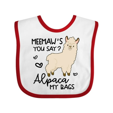 

Inktastic Meemaw s You Say Alpaca My Bags Gift Baby Boy or Baby Girl Bib