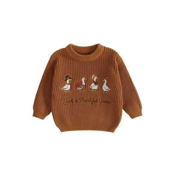 RUINIXCW Toddler Baby Girl Boy Thanksgiving Sweater Outfit Infant Boy Girl Fall Winter Clothes Kids Turcky Goose Knit Sweater Jumper Pullover Tops