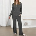 thumbnail image 7 of UAMVSH Womens Lounge Sets 2 Piece Outfits Soft Long Sleeve Ribbed Knit Tops and Pants Set Button V Neck Casual Sweatsuits with Pockets, 7 of 7