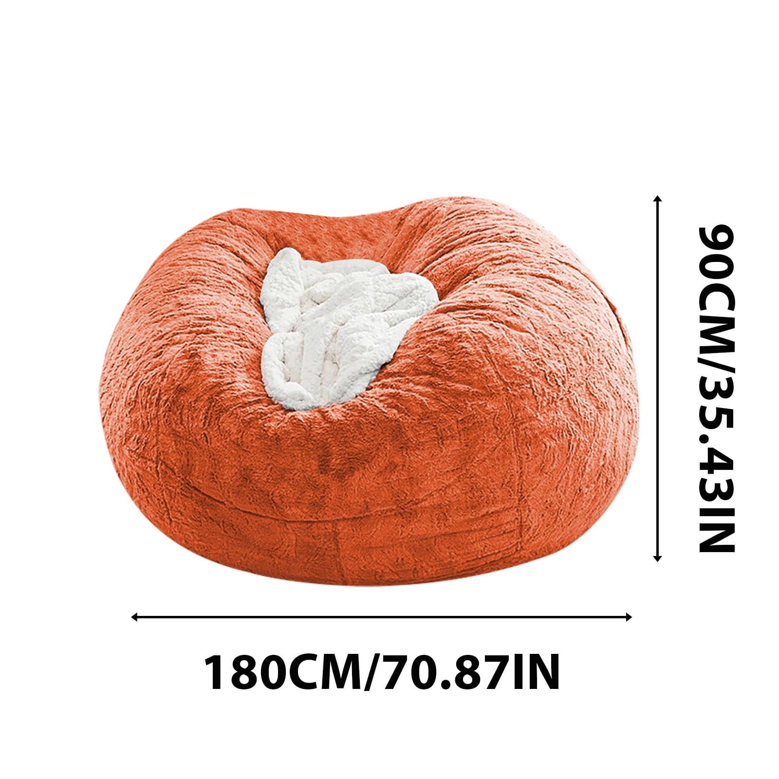 Lilixerw Giant Fur Bean Bag Chair Cover for Adults,Living Room Furniture Big Round Soft Fluffy Fur Beanbag Lazy Sofa Bed Cover Decoration,70.8 x 35.4 inch