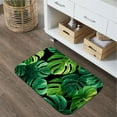 thumbnail image 2 of Green Tropical Leaves 16x24 Flannel Bath Mat for Bathroom, Anti-Slip Backing Soft Bathroom Rug, Washable Water Absorbent Mat, 2 of 9