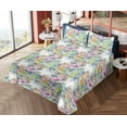 thumbnail image 4 of Ambesonne Daisy Fitted & Flat Sheet with Shams 4 Pcs Set, Chamomiles Wild Meadow Flower, Calking, Pale Lilac and Multicolor, 4 of 5