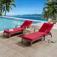 thumbnail image 1 of Ensemble de 2 Chaises de Patio - Chaises Longues Pliantes en Rotin avec Coussins Rouges, Réglables à 5 Positions pour Bord de Piscine, Terrasse, Cour Arrière, 1 of 8