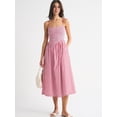 thumbnail image 4 of Jaimenalin Women'S Summer Midi Dresses Plaid Sleeveless Spaghetti Strap Smocked Tiered Beach Sundress Pockets Pink XL, 4 of 7