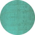 thumbnail image 1 of Ahgly Company Indoor Round Oriental Turquoise Blue Traditional Area Rugs, 3' Round, 1 of 4
