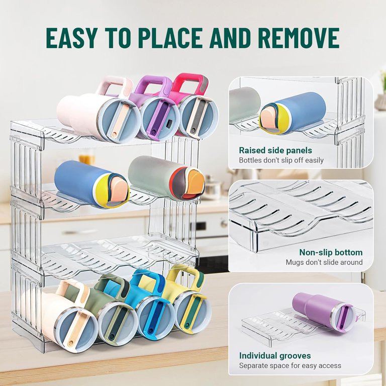 Bobomoment Water Bottle Organizer for Stanley 40 oz Tumblers, 4-Tiers  Stackable Storage Rack - Walmart.com