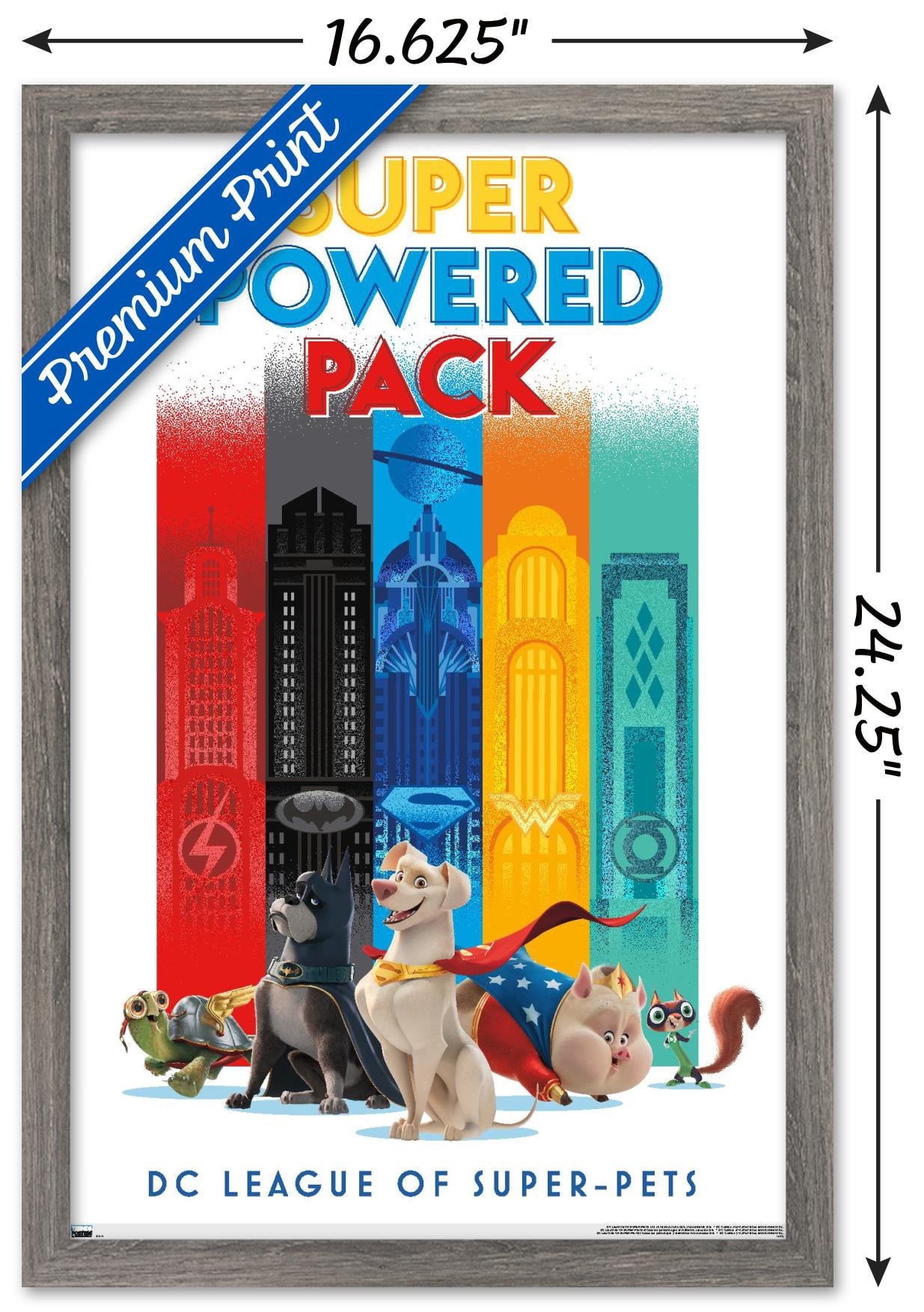 DC League of Super-Pets - Skyline Wall Poster, 14.725" x 22.375" Framed