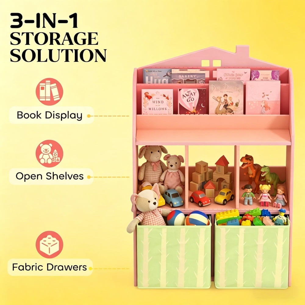 Freestanding Multi-Tier Open Shelf Bookcase, Sturdy Book Storage Display Shelf, Tall Accent Storage Cabinet for Living Room, Bedroom, Home Office, Study