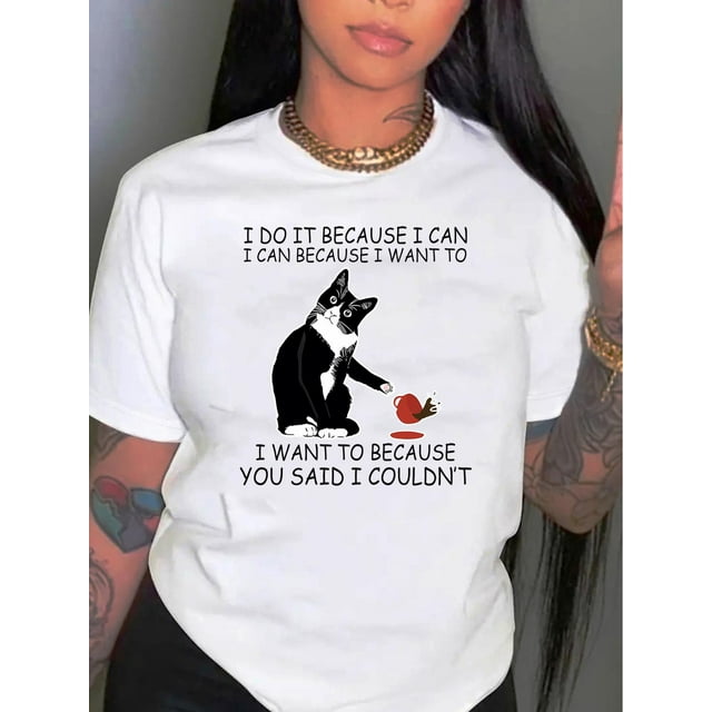 Camiseta De Verano Para Mujer, Moda Informal, Ropa Cómoda, Camisetas De Manga Corta MGraphic Print Crew Neck T-Shirt, Casual Short Sleeve T-Shirt For Spring & Summer, Women's ClothingFather's Day, M