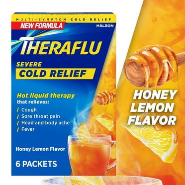Theraflu Daytime Severe Cough Cold and Flu Relief Medicine Powder, Honey Lemon, 6 Count