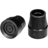 Carex Black Walking Cane Replacement Tips 1", Metal-Reinforced for Skid-Resistant Traction, 2 Count