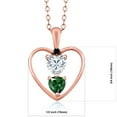 thumbnail image 2 of 18K Rose Gold Plated Silver White Moissanite Green Nano Emerald and Black Diamond Pendant Necklace for Women (0.83 Cttw, Gemstone Birthstone, Heart 5MM and 4MM, with 18 inch Silver Chain), 2 of 3