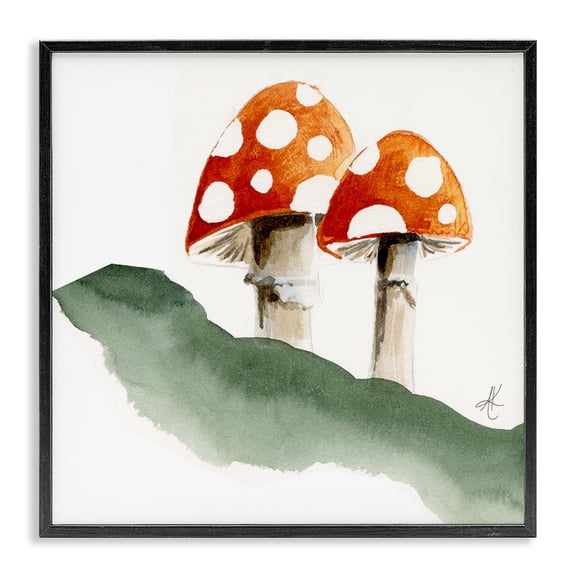 Stupell Industries Rustic Lodge Spotted Red Mushrooms Black Framed Giclee Art, 12 x 12, by Alexandria Gilbert Kincaid