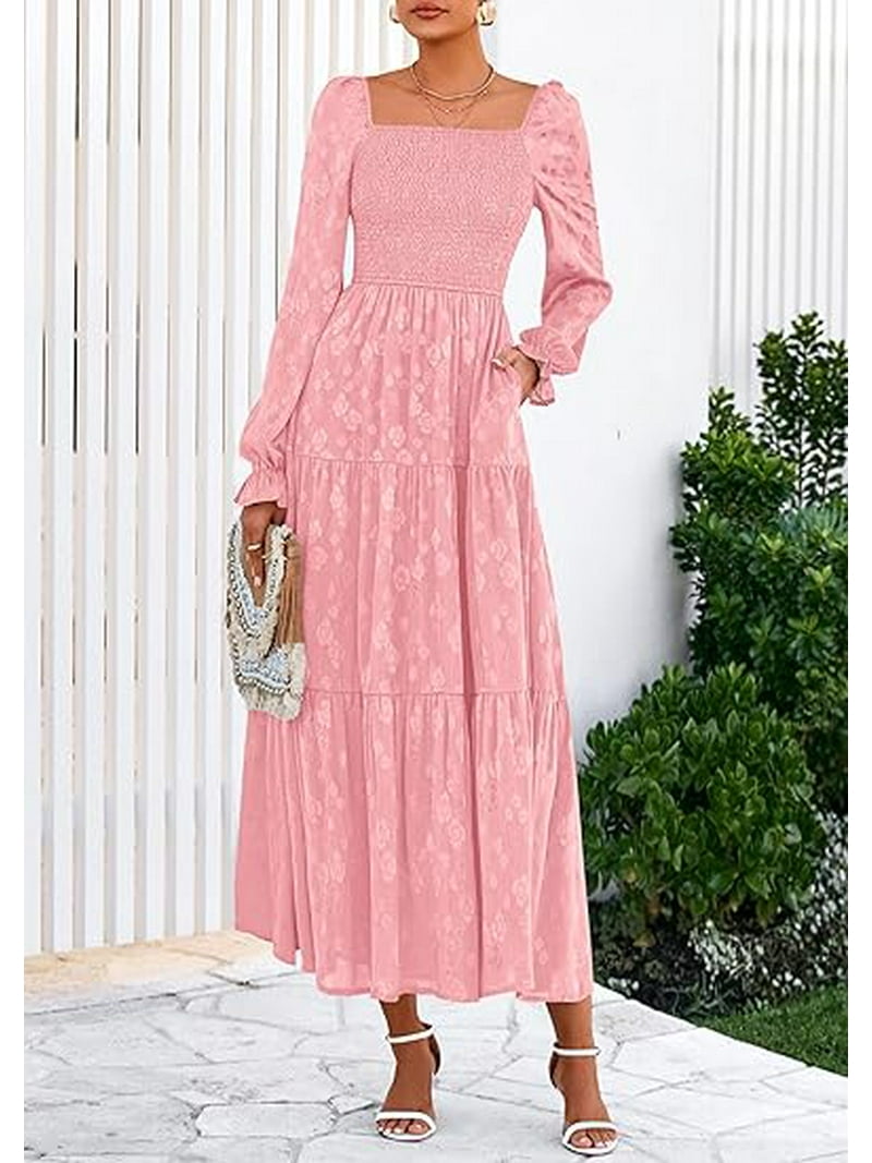 white christmas dresses Embroidered Floral Linen Midi Dress | Cute Dresses main image 0