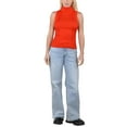 thumbnail image 3 of Socal Look Women's Sleeveless Turtleneck Sweater Top in Stretchable Viscose Blend Bright Red, M, 3 of 7