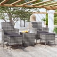 thumbnail image 1 of vidaXL 5 Piece Garden Bistro Set Poly Rattan and Tempered Glass Grey, 1 of 5