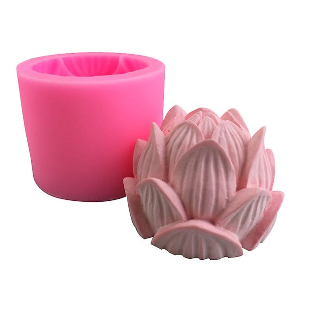 Molde de silicona Vela Jabón perfumado Molde Flor de loto Molde de silicona Jabón de loto Jabón hecho a mano Jabón Decoración de yeso Adorno (rosa) (1 pieza)