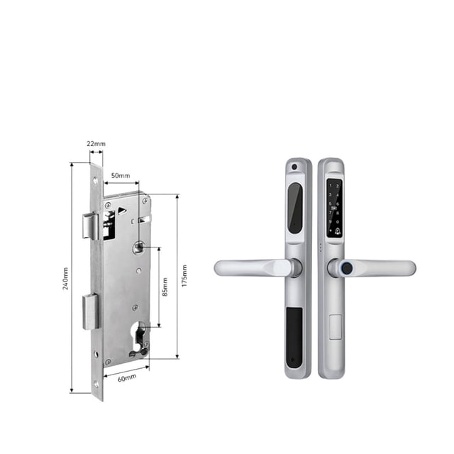 Tuya App Waterproof Smart Door Lock Aluminum Biometric Lock Fingerprint Door Handle Digital Keyless Lock For Glass Sliding ,More Secure