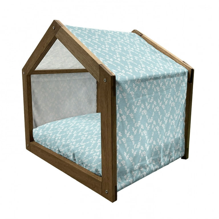 Rustic Pet House Rural Meadow Field Yard Wildflowers Farmhouse Style Cottage Countryside Garden Outdoor Indoor Portable Dog Kennel with Pillow and