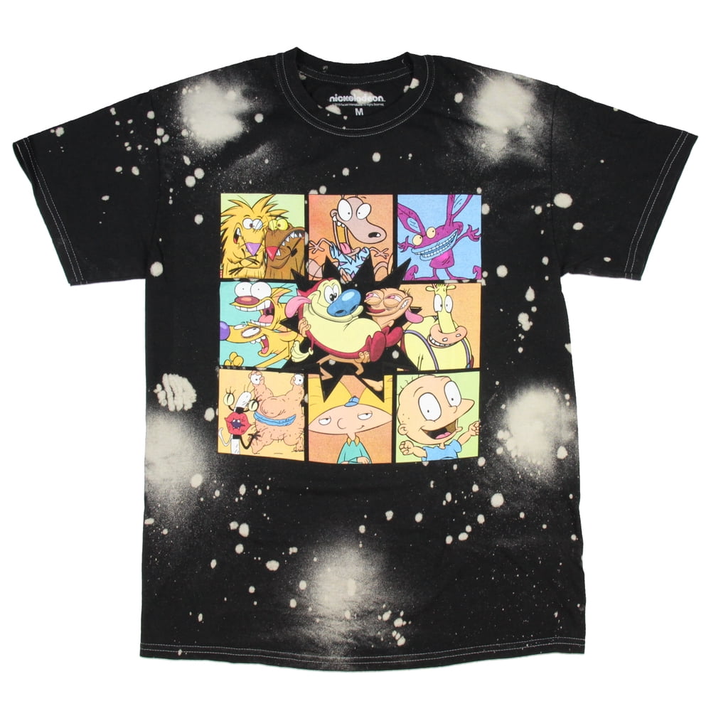 Seven Times Six Nickelodeon 90s Cartoon Mash Up Black Bleached Men s T Shirt X Large Walmart 