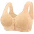 thumbnail image 2 of Comfortable Front Closure Wireless Bra for Women, Breathable Seamless Underwear, Daily Wear, High Elasticity, Design #Beige,36, 2 of 3
