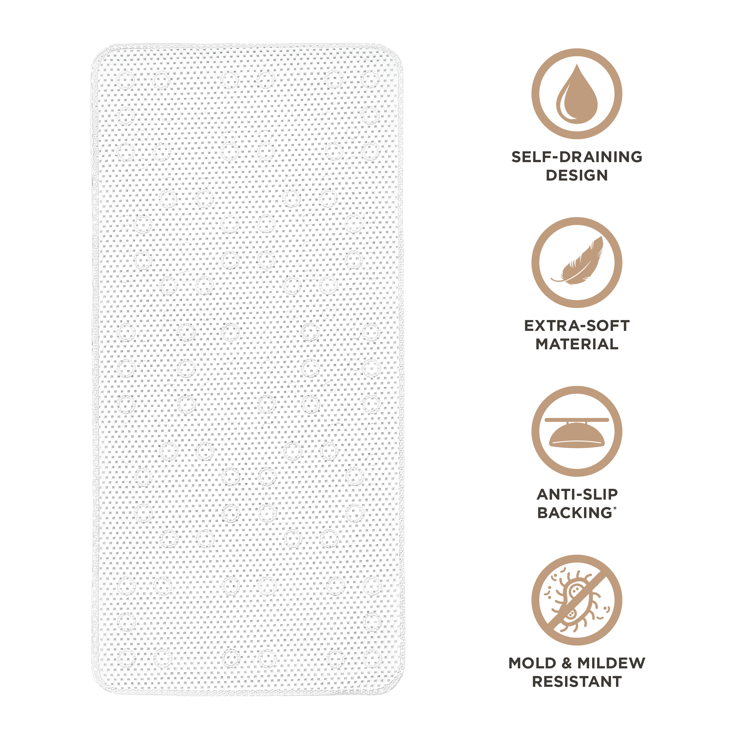 Bath Bliss Extra Long Cushioned Bath Mat in White