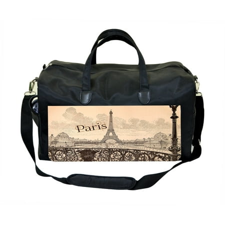 Vintage Style Paris Print Design Black Duffel Gym Bag Vintage Style Paris Print Design Black Duffel Gym Bag