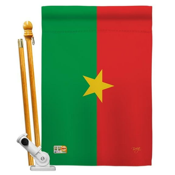 BD-CY-HS-108310-IP-BO-D-US15-BD 28 x 40 in. Burkina Faso Flags of the World Nationality Impressions Decorative Vertical Double Sided House Flag Set with Pole Bracket & Hardware