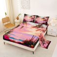 thumbnail image 2 of jejeloiu Pink Sunset Beach Bed Sheets For Girls,Hawaii Coconut Flower Pattern Full Size Sheets,Multicolor,4-Piece,1 Flat Sheet, 1 Fitted Sheet and 2 Pillowcases, 2 of 6