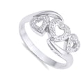 thumbnail image 4 of White Cubic Zirconia Triple Heart Halo Promise Ring .925 Sterling Silver Band Jewelry Female Size 6, 4 of 4