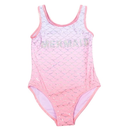 

muxika Baby Girl Bathing Suit One Piece Swimsuit Quick Dry Swimwear Pink Mermaid Beachwear Suit