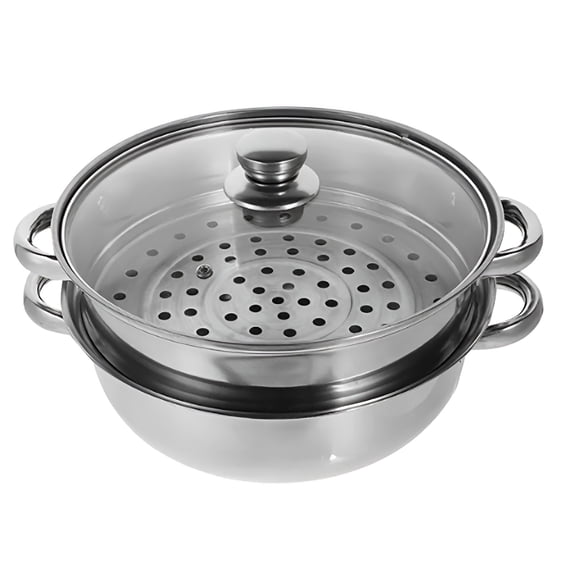 ACDANC Stainless Steel Steamer with Handles Non Stick for Cooking Vegetables Seafood Cooking Pot with Lid Suitable for Soups Stews Diameter 11.02"