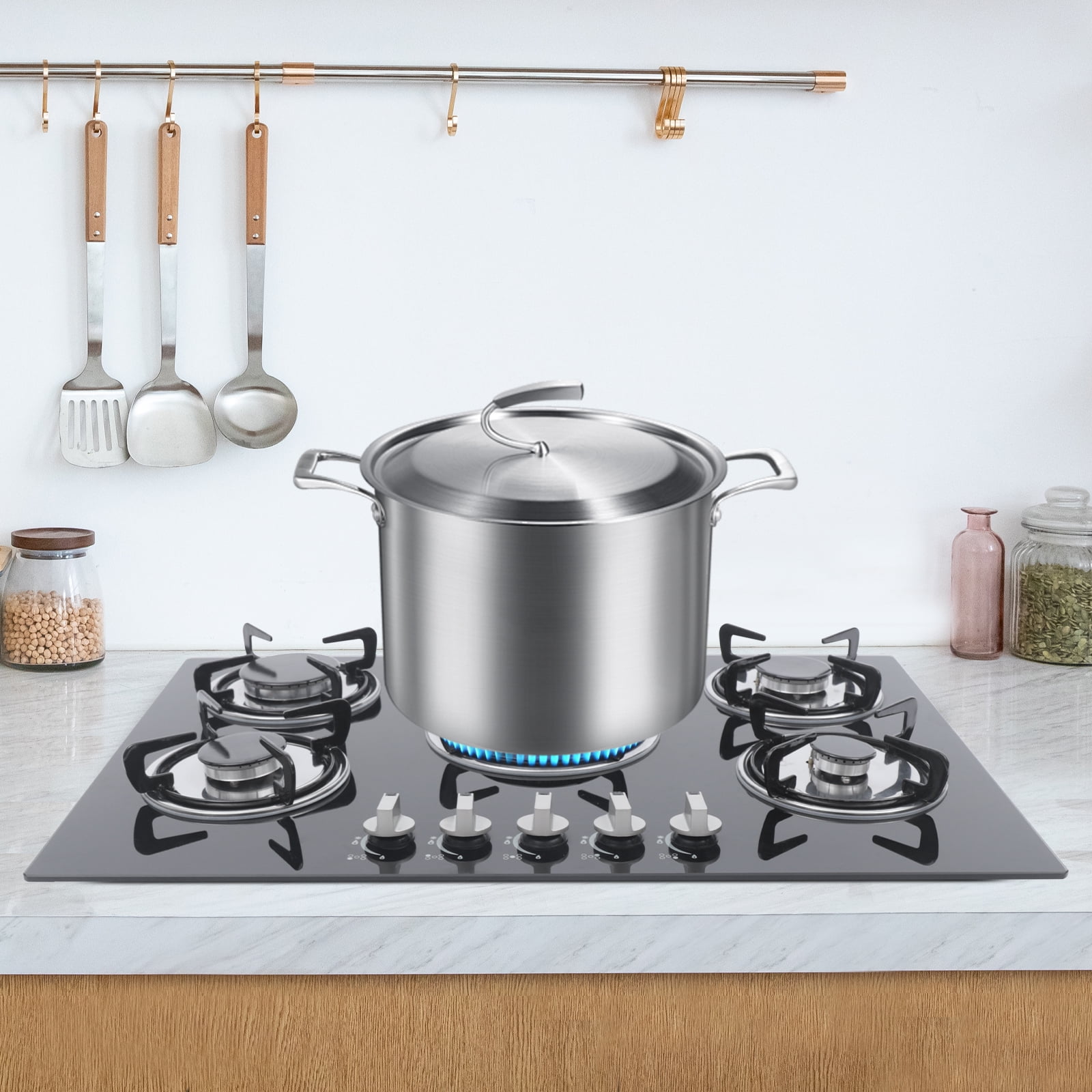 5 Burners Built-In Stove Top Gas Cooktop Burner Kitchen Cooktop Gas Cooking for Homes or Restaurants