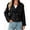 Black, variant on Long Sleeve Double Breasted Women Casual Trench Coat Crop Jacket