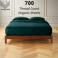 thumbnail image 2 of Olympic Queen Size Organic Cotton Sheet Set- 700-Thread-Count 100% Organic - 12" Deep Pockets 700TC Organic Sheets - Teal Blue, 2 of 7