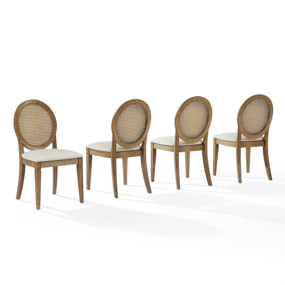 Crosley Furniture Katia Ensemble de 4 Chaises de Salle à Manger Rembourrées avec Dossier en Canne en Bois Flotté
