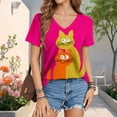 thumbnail image 4 of Ankishi Cat T Shirts for Women V Neck Cute Printed T Shirts Loose Fit Basic Tops Short Sleeve for Everyday Wear, 4 of 7