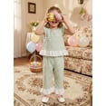 thumbnail image 3 of Loicainy Toddler Baby Girls Summer Outfits 6 12 18 24 Months 2T 3T Flying Sleeve Crew Neck Plaid Print Vest Tops and Elastic Waist Pants Clothes Set, 3 of 8